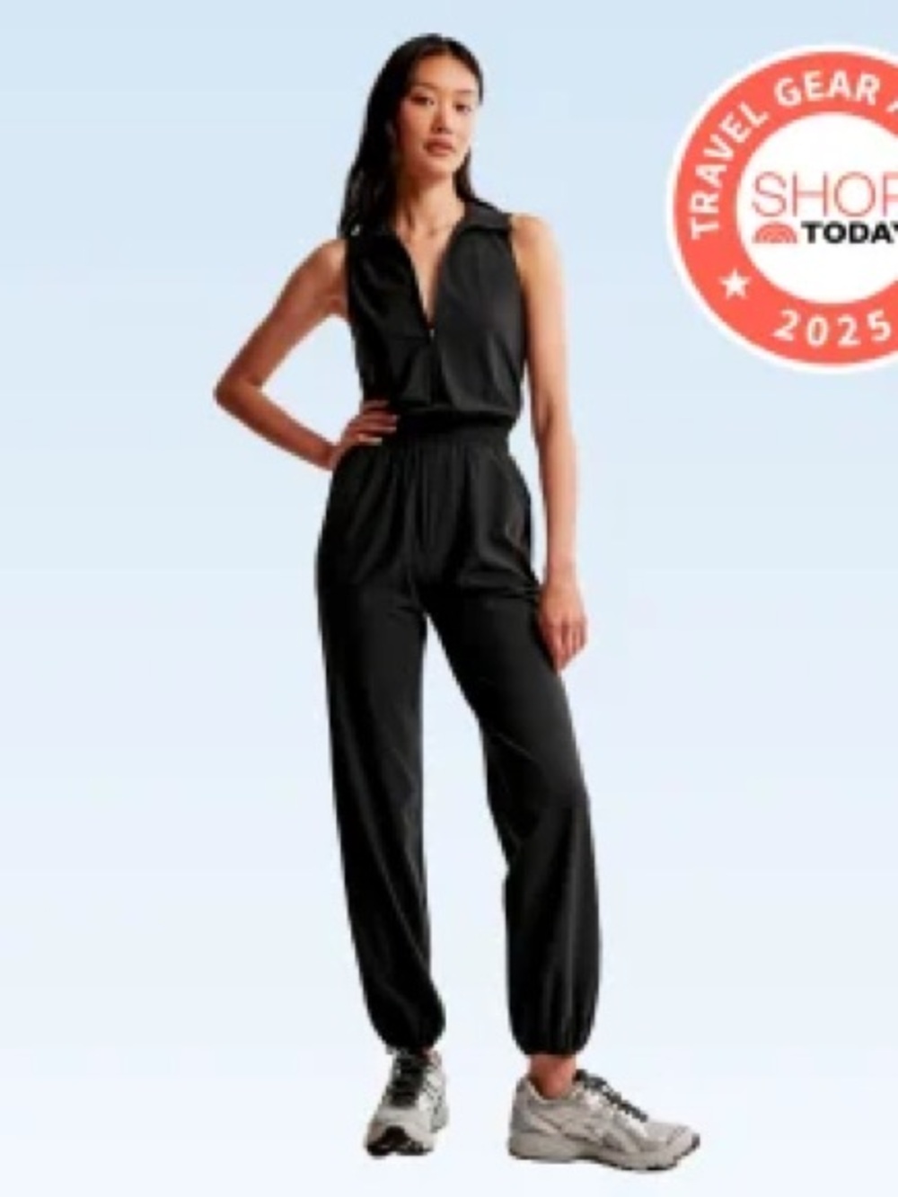 Abercrombie & Fitch Traveler Black Sleeveless Zip-Front Jumpsuit XL